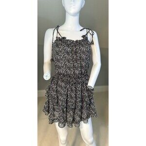 MISA Los Angeles Women’s Helena Ruffle Tank Dress Size M Medium Black Polka Boho